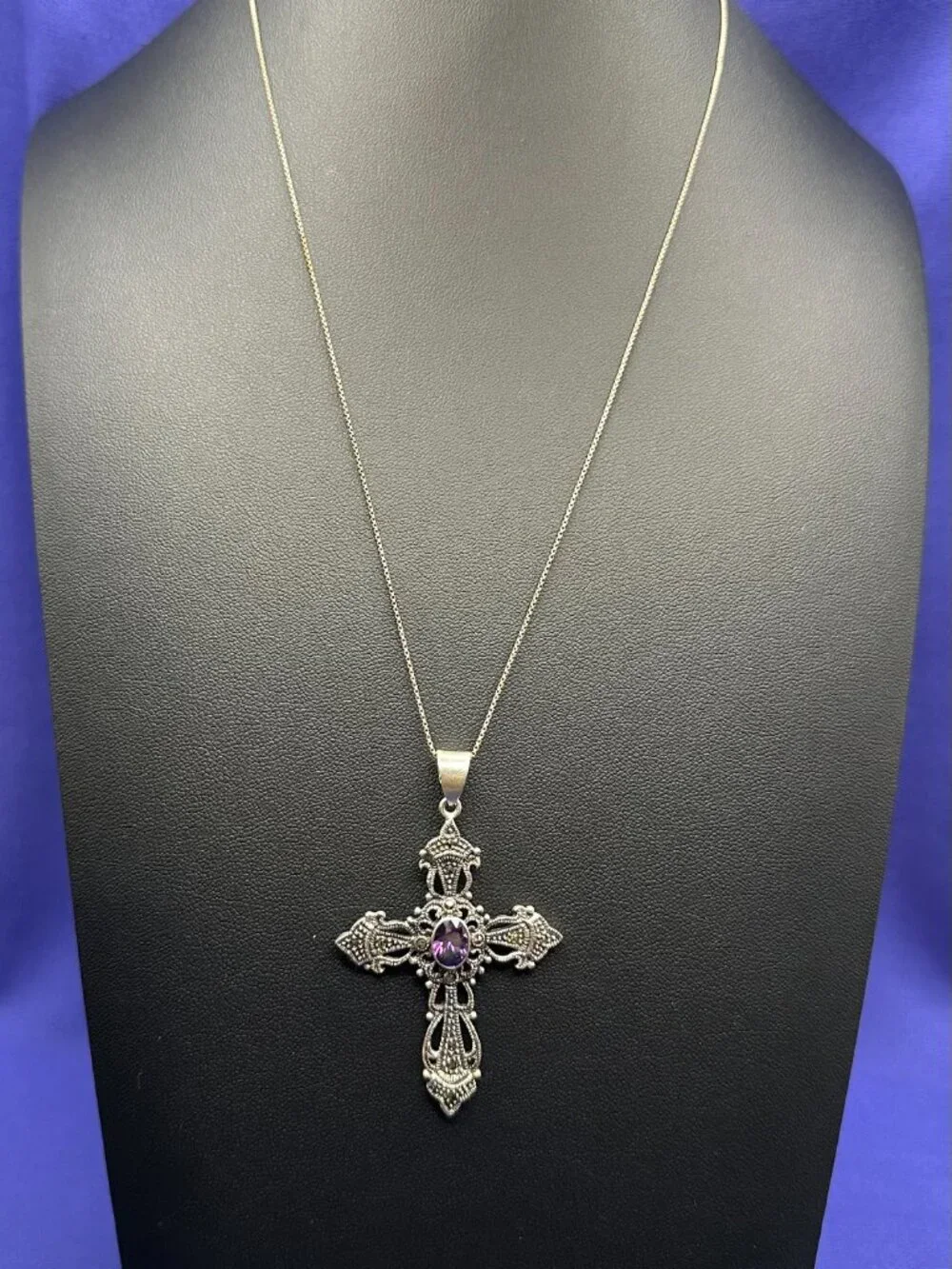 Charles Winston 925 Art Deco Revival Cross Pendant
